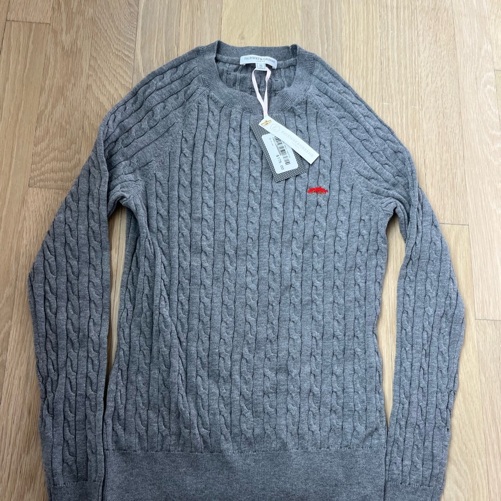 Fairway and Greene Ladies Grey Cable Sweater NWT size XS